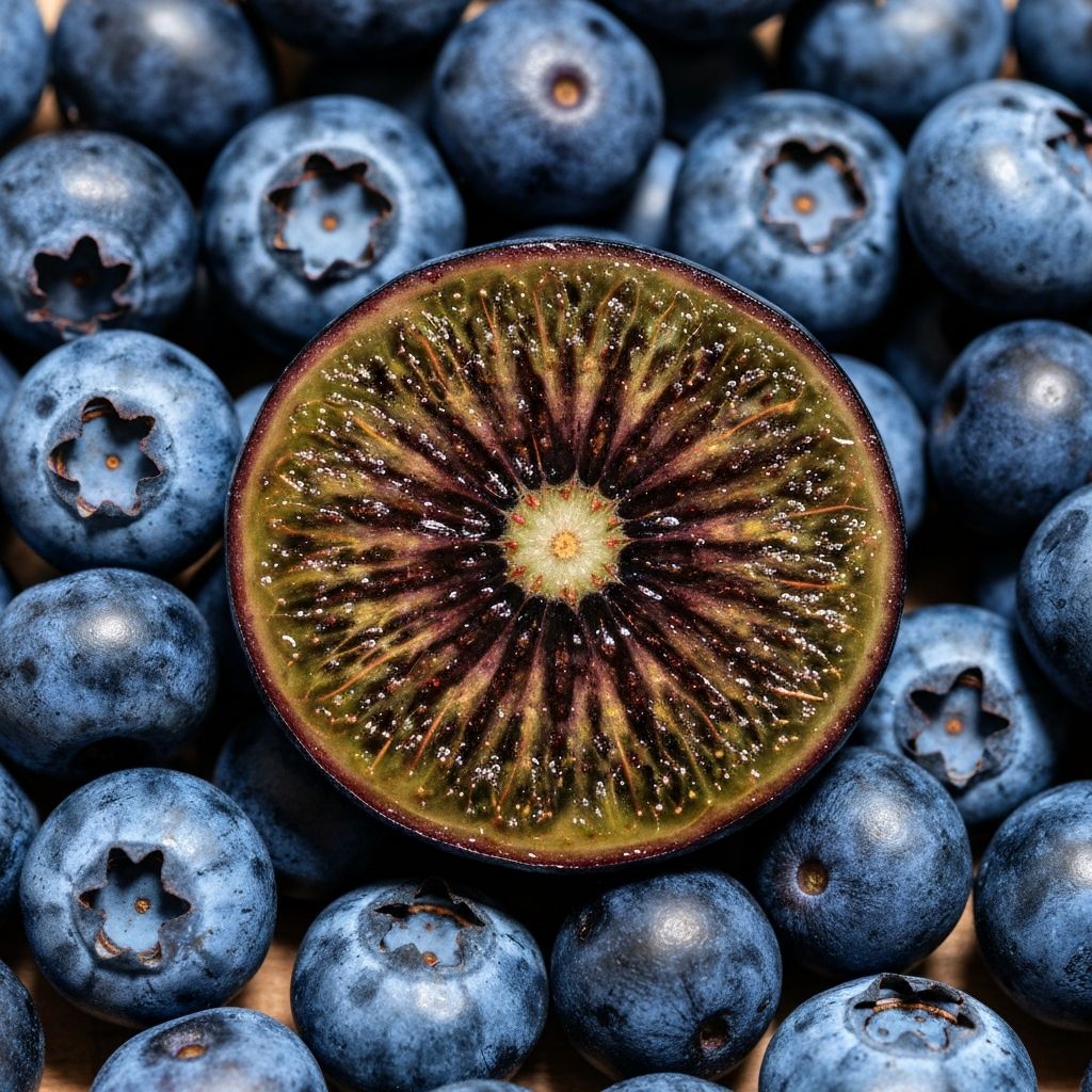Przekrój jagód pokazujący strukturę wewnętrzną